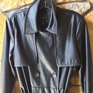 Faux leather trench coat